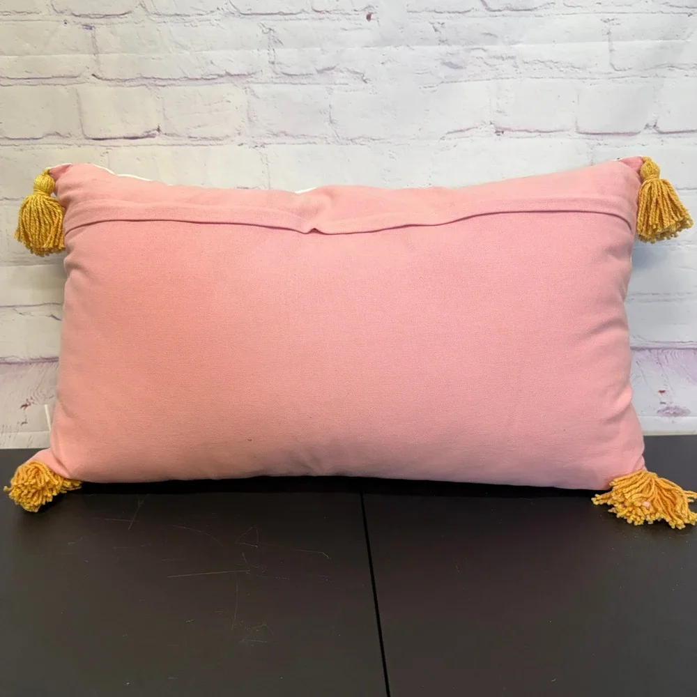 Pastel Halloween Embroidered Lumbar Pillow GhostSnake Pumpkin Tassel Decor 20x12